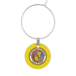 Flag of city of Honolulu, Hawaii Wine Charm