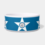 Flag of city of Houston, Texas Bowl<br><div class="desc">Pet Bowl  with flag of Houston,  Texas; blue flag with seal of Houston in a white star,  with an illustration of a train</div>