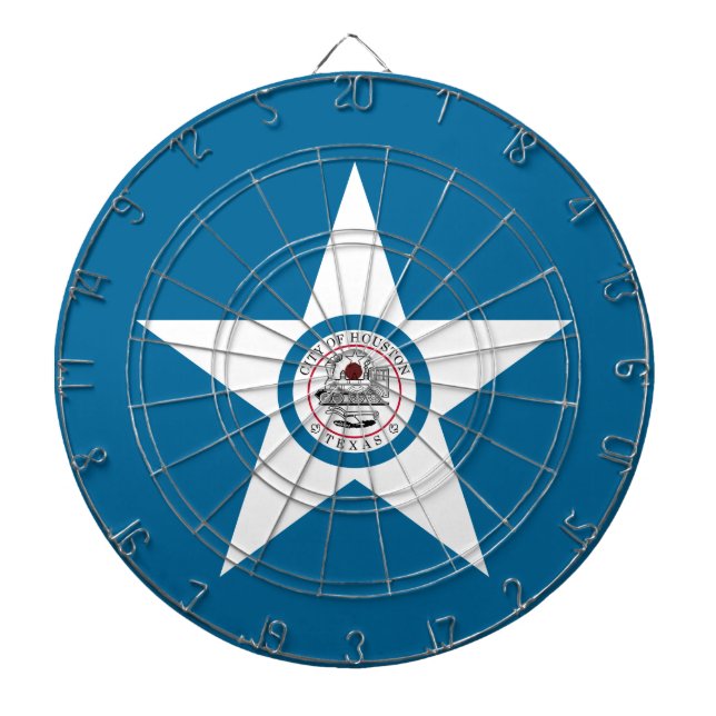 Flag of city of Houston, Texas Dartboard With Dart (Front)