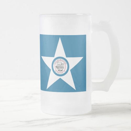 Flag of city of Houston Texas Frosted Glass Beer  Frosted Glass Beer Mug