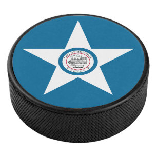 Flag of city of Houston, Texas Hockey Puck