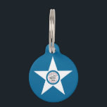 Flag of city of Houston, Texas Pet ID Tag<br><div class="desc">Pet Tag with flag of Houston, Texas; blue flag with seal of Houston in a white star, with an illustration of a train</div>