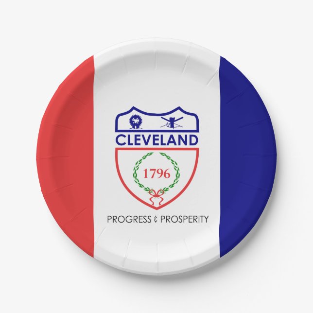 Flag of Cleveland, Ohio Paper Plate (Front)