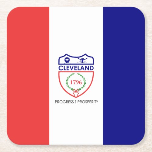 Flag of Cleveland Ohio Square Paper Coaster