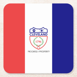 Flag of Cleveland, Ohio Square Paper Coaster