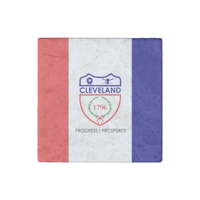 Flag of Cleveland, Ohio Stone Magnet (Front)