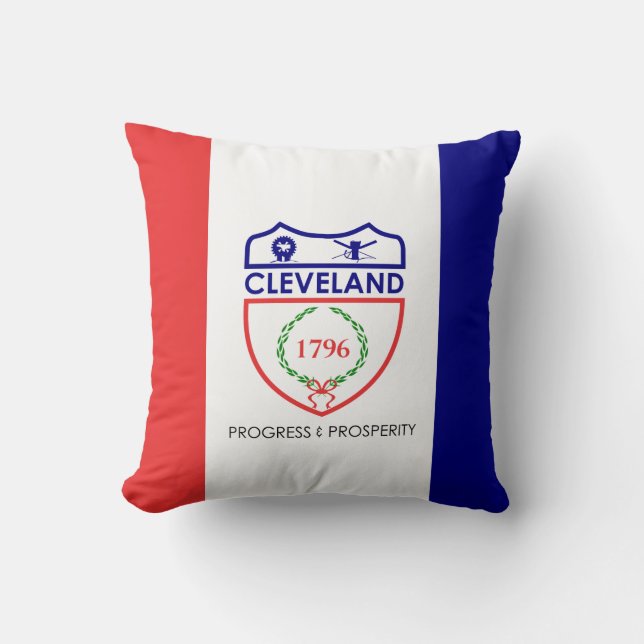 Flag of Cleveland, Ohio Throw Pillow (Front)