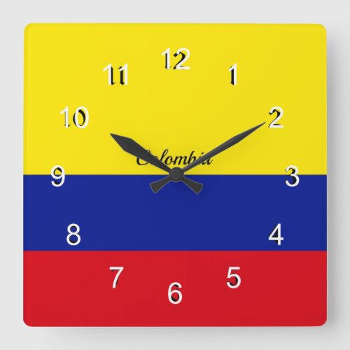 Flag of Colombia Square Wall Clock