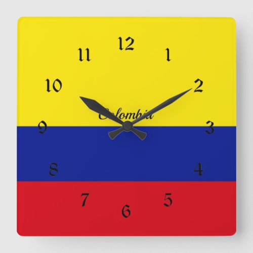 Flag of Colombia Square Wall Clock