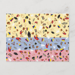 Flag of Colombia with famous items of the country Postcard