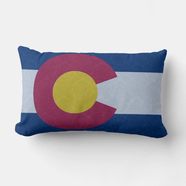 Flag of Colorado Damask Pattern Lumbar Pillow (Front)
