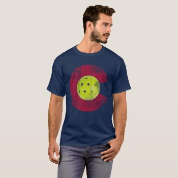 Flag Of Colorado Pickleball T-shirt by clonecire at Zazzle