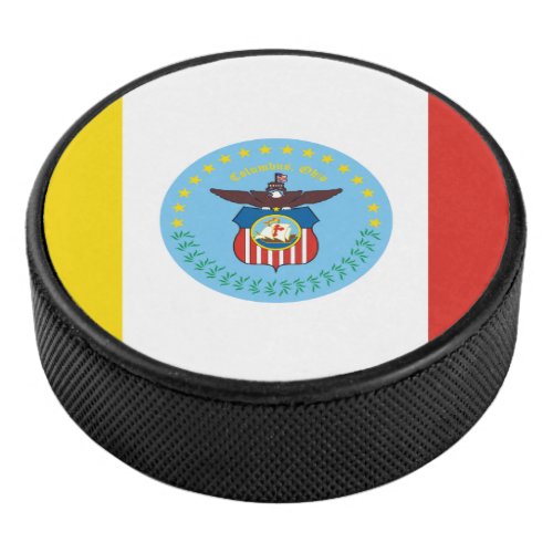 Flag of Columbus Ohio Hockey Puck