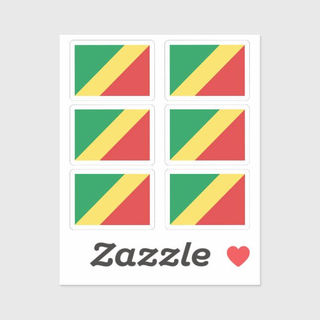 Flag of Congo Collection pack of 6 Sticker (Sheet)