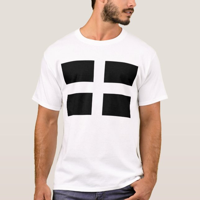 Flag of Cornwall - Saint Piran's Flag Baner Peran T-Shirt (Front)