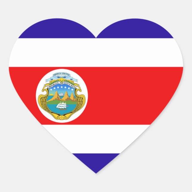 Flag of Costa Rica Heart Sticker (Front)