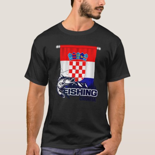 Flag Of Croatia  Fishing In Croatia  Croatia Fishi T_Shirt
