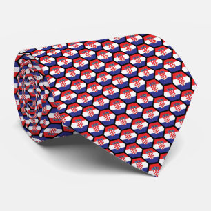 Flag of Croatia Geometric Hexagon Pattern Neck Tie