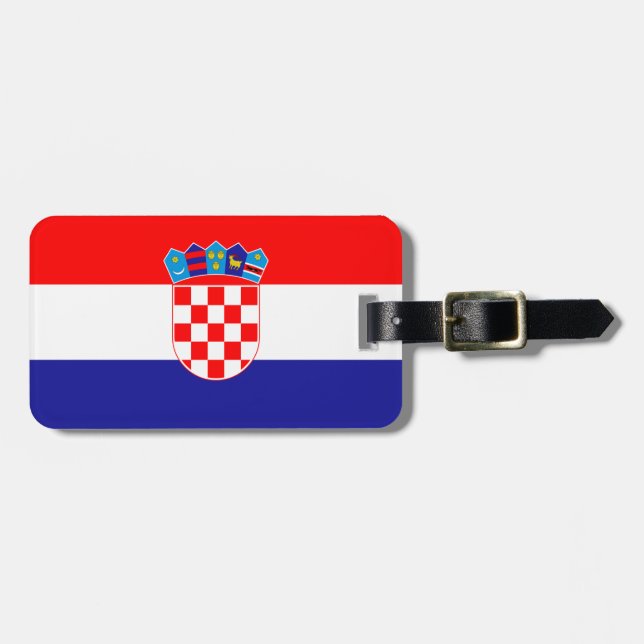 Flag of Croatia Luggage Tag w/ leather strap (Front Horizontal)