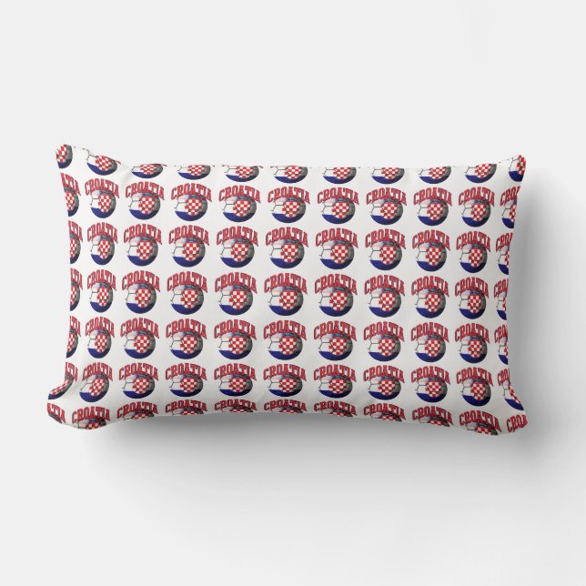 Flag of Croatia Soccer Ball Lumbar Pillow (Front)