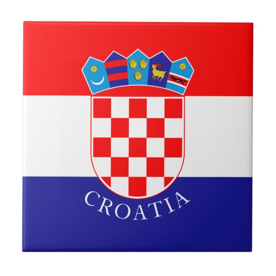 Flag of Croatia With Custom Text Ceramic Tile