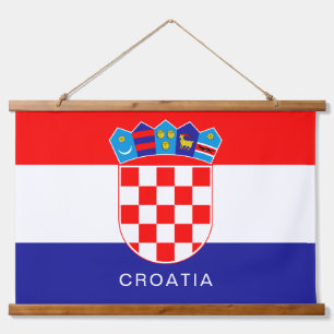Flag of Croatia With Custom Text Hanging Tapestry