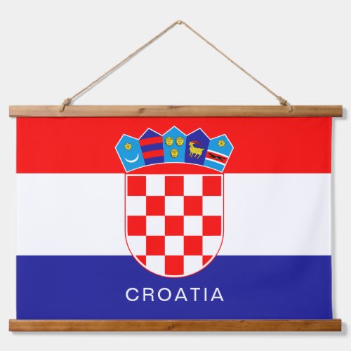 Flag of Croatia With Custom Text Hanging Tapestry