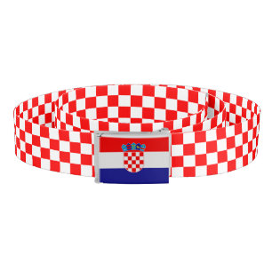 Flag of Croatia With Red Checker Pattern Belt