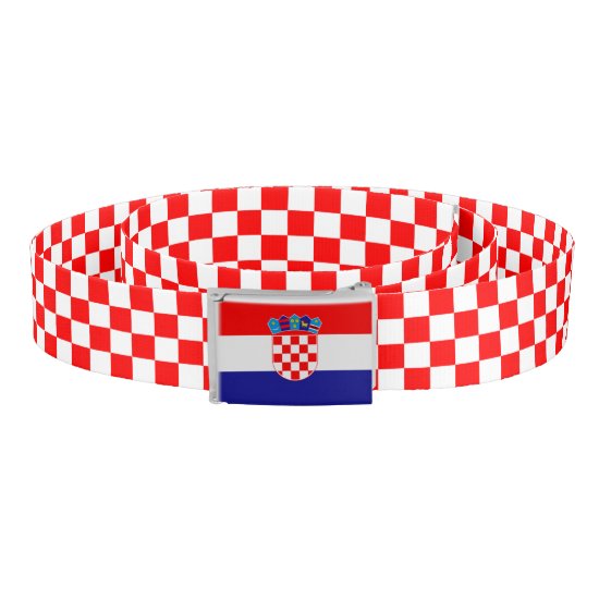 Flag of Croatia With Red Checker Pattern Belt