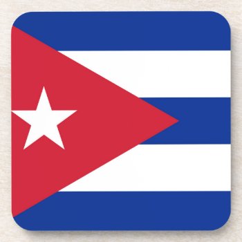 Flag Of Cuba Beverage Coaster by YLGraphics at Zazzle