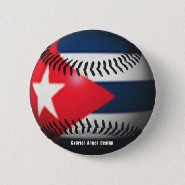Flag of Cuba on a Baseball Button (Front)