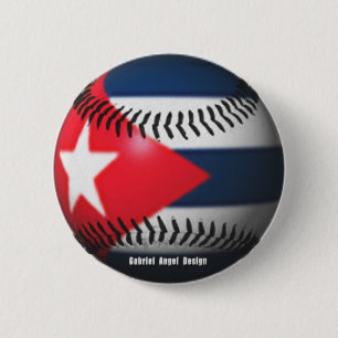 Flag of Cuba on a Baseball Button