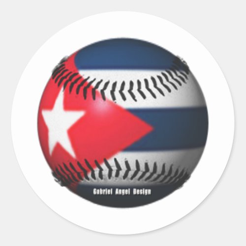 Flag of Cuba on a Baseball Classic Round Sticker