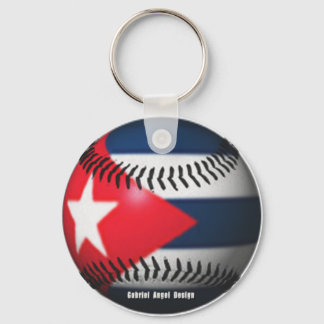 Flag of Cuba on a Baseball Keychain