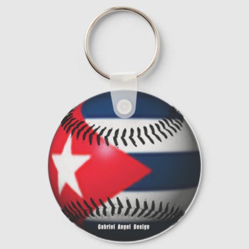 Flag of Cuba on a Baseball Keychain