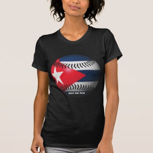 Flag of Cuba on a Baseball T_Shirt