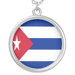 Flag of Cuba Silver Plated Necklace
