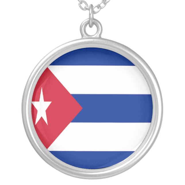 Flag of Cuba Silver Plated Necklace (Front)