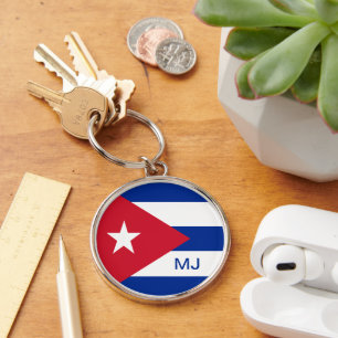 Flag of Cuba with Custom Monogram Keychain