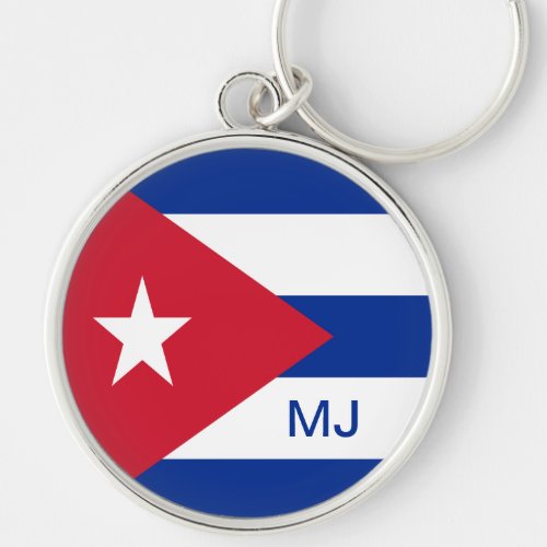 Flag of Cuba with Custom Monogram Keychain
