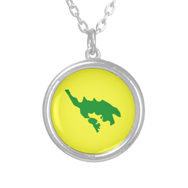 Flag of Culebra, Puerto Rico Silver Plated Necklace (Front)