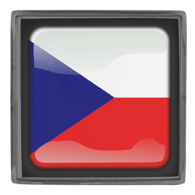 Flag of Czech Republic Gunmetal Finish Lapel Pin (Front)