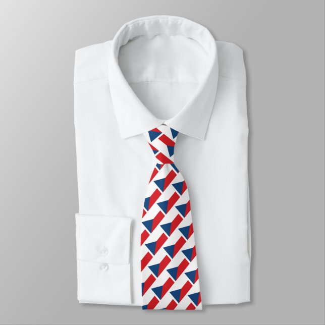 Flag of Czech Republic Pattern Neck Tie (Tied)
