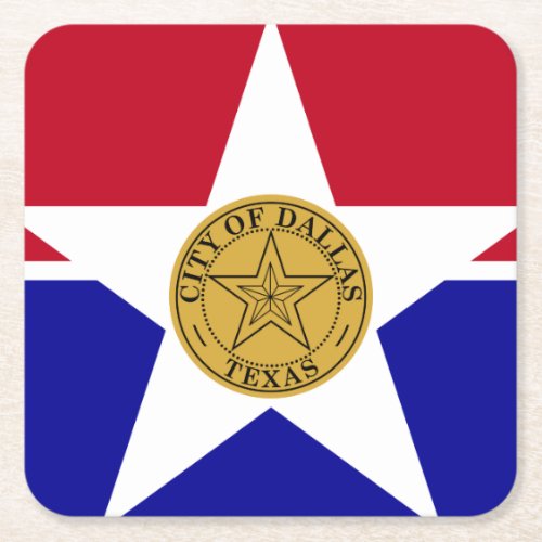 Flag of Dallas Texas Square Paper Coaster