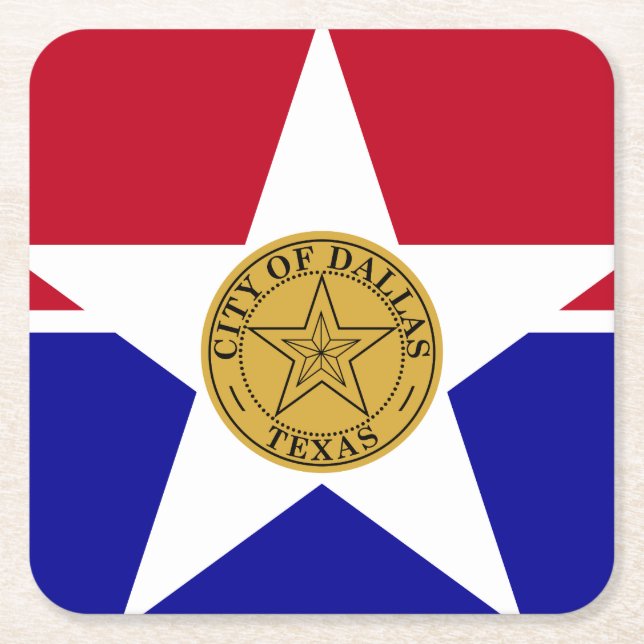 Flag of Dallas, Texas Square Paper Coaster (Front)
