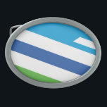 Flag of Dayton, Ohio Belt Buckle<br><div class="desc">Belt Buckle  with a design with a design with the flag of Dayton,  Ohio. A green,  blue,  and white flag</div>