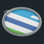 Flag of Dayton, Ohio Belt Buckle<br><div class="desc">Belt Buckle with a design with a design with the flag of Dayton, Ohio. A green, blue, and white flag</div>