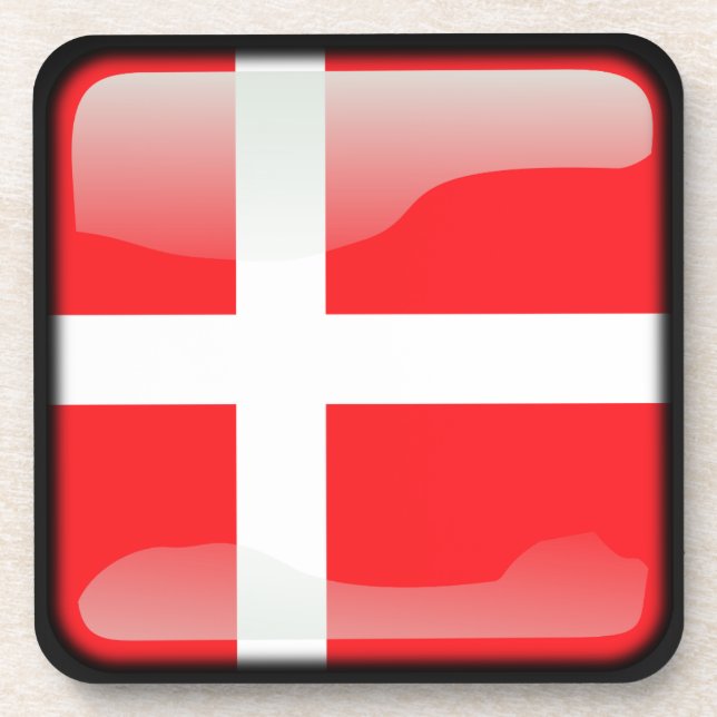 Flag of Denmark Beverage Coaster (Front)