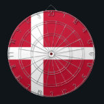 Flag of Denmark Dart Board<br><div class="desc">Flag of Denmark: "Guds hjæ lp,  Folkets kæ rlighed,  Danmarks styrke" → "The help of God,  the love of the people,  the strength of Denmark". It is composed of a white Scandinavian cross on a beautiful red background.</div>