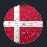 Flag of Denmark Dart Board<br><div class="desc">Flag of Denmark: "Guds hjæ lp,  Folkets kæ rlighed,  Danmarks styrke" → "The help of God,  the love of the people,  the strength of Denmark". It is composed of a white Scandinavian cross on a beautiful red background.</div>